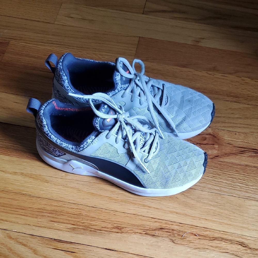 Puma Light Gray and Navy Sneakers